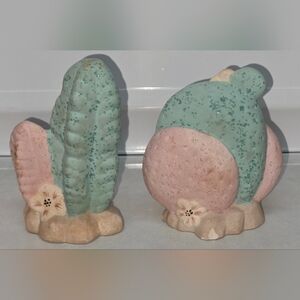 Vtg Treasure Craft Pueblo Mesa Southwestern Aztec Cactus Salt & Pepper Shakers